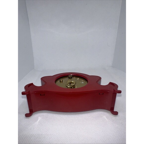 WESTCLOX Boudoir Victorian Style Vanity WIND-UP ALARM CLOCK HONG KONG VTG RED - Picture 6 of 6